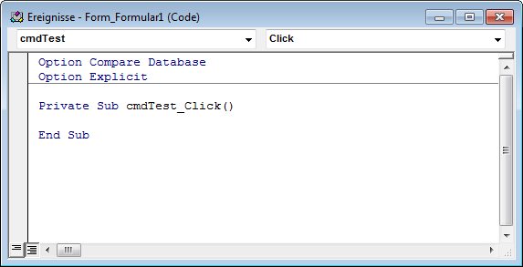 Eine neue Ereignisprozedur unter VBA/Access