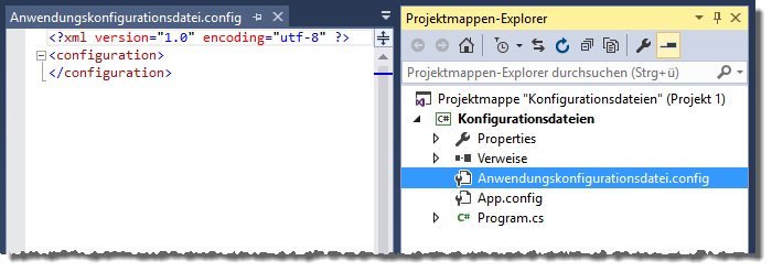 Die neue Anwendungskonfigurationsdatei