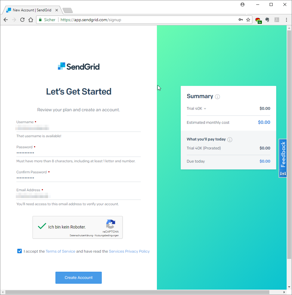 Beispielfenster zum Versenden von E-Mails
