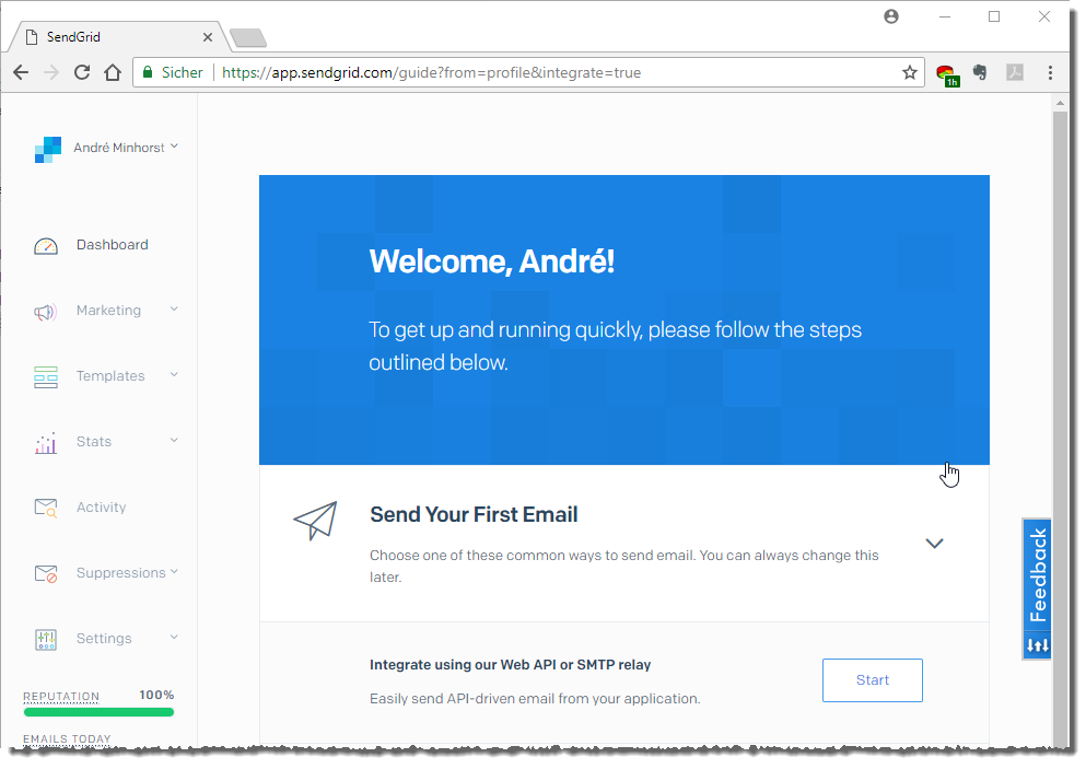 Auswahl des benötigten Services