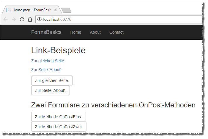 Beispiel-Links und -Formulare