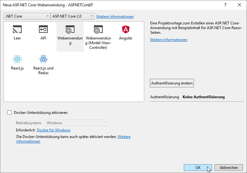 Projektvorlage definieren