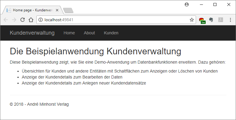 Die angepasste Startseite