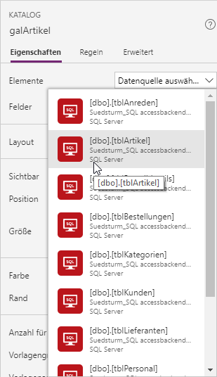 Auswahl der Datenquelle