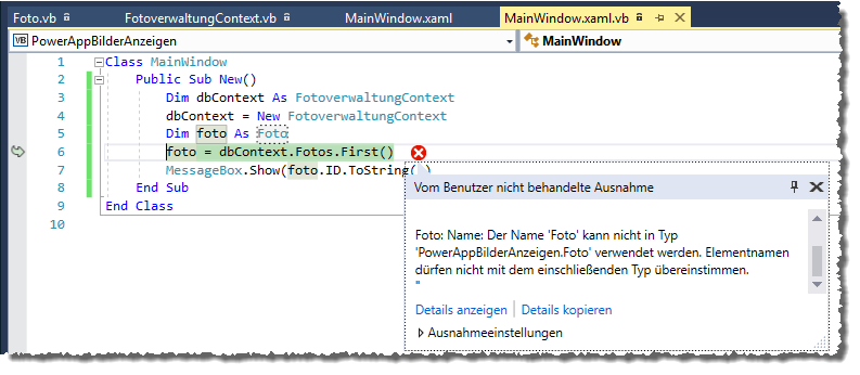 Fehler beim Zugriff auf die Klasse