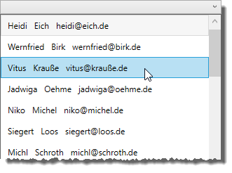 Kombinationsfeld mit drei Spalten, die allerdings nicht bündig sind