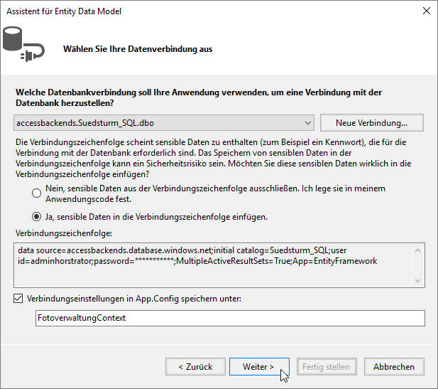 Einstellen weiterer Eigenschaften