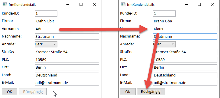 Aktivieren der Abbrechen-Schaltfläche nach einer Änderung