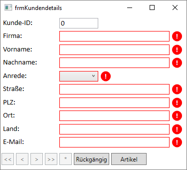 Validierung bei einem neuen, leeren Datensatz