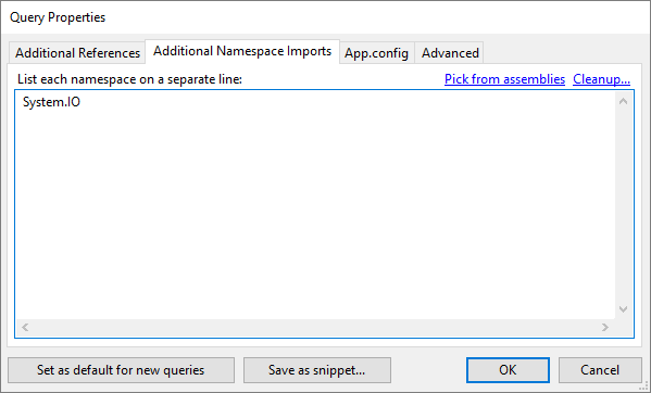 Hinzufügen von Namespaces