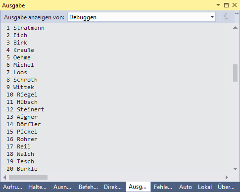 Ausgabe des Ergebnisses der SqlQuery-Methode