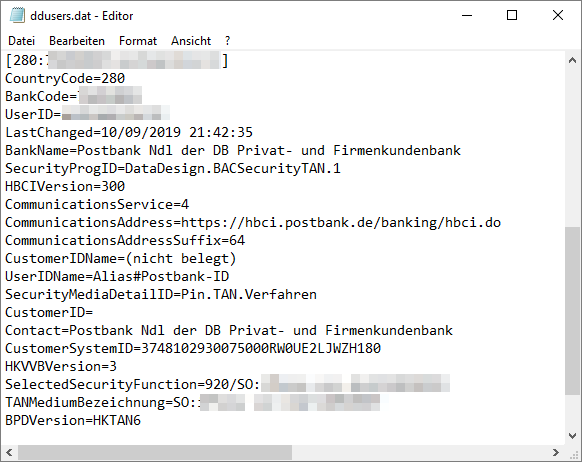 Textdatei mit den Konfigurationsdaten