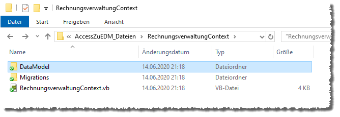 Ergebnis nach dem Aufruf der Prozedur EDMDateienErstellen
