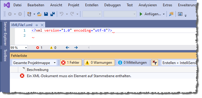 Ein neues, leeres XML-Dokument