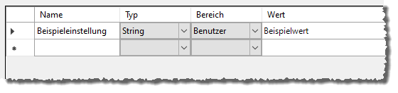 Beispiel für Anwendungseinstellungen