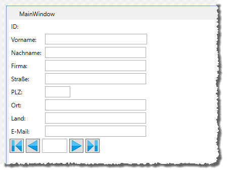 Entwurf des Fensters zur Anzeige der Kunden mit Navigations