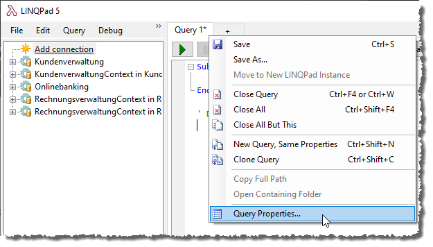 Aufrufen der Query-Eigenschaften