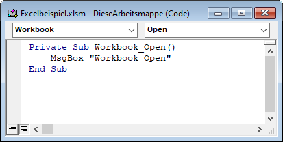 Ereignisprozedur für ein Excel-Workbook