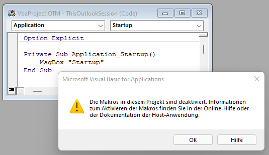 Meldung beim Versuch, eine VBA-Prozedur aufzurufen