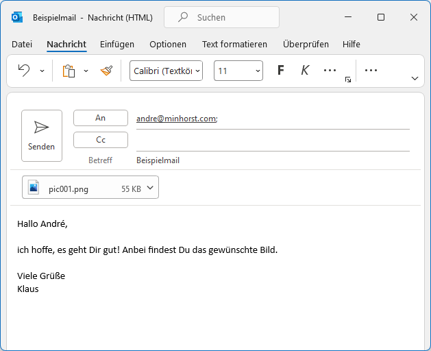 Zu erstellende E-Mail