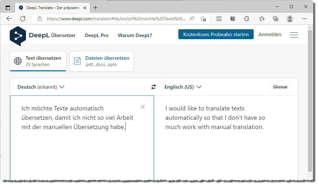 DeepL in Aktion