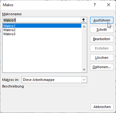 Aufruf eines Makros