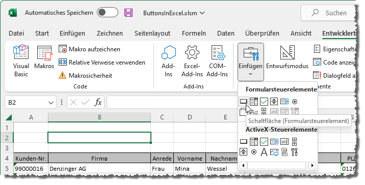 Hinzufügen einer Schaltfläche