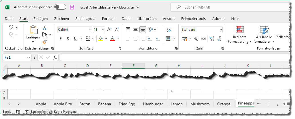 Arbeitsmappe mit einigen Arbeitsblättern