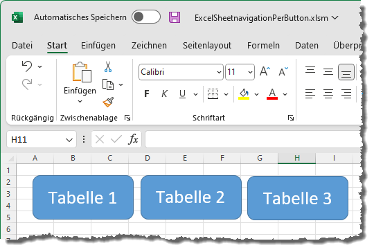 Die drei Schaltflächen zum Öffnen der weiteren Tabellen