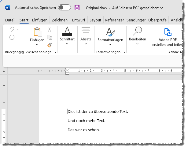Beispiel für ein Ausgangsdokument