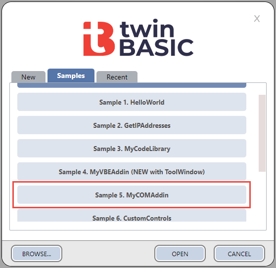 Auswahl einer Vorlage