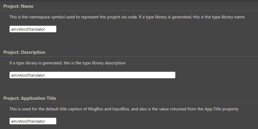 Ändern weiterer Projekteigenschaften