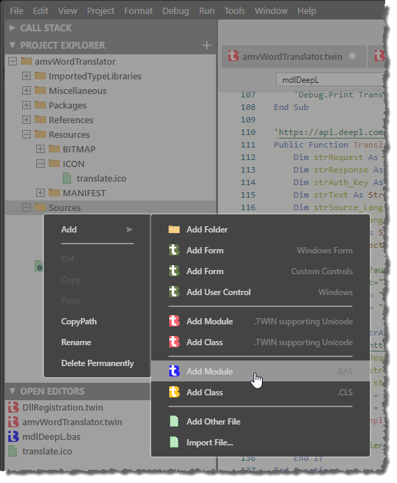 Hinzufügen eines neuen Moduls