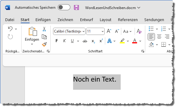 Schreiben eines einfachen Textes
