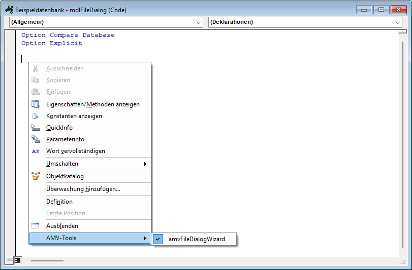 Aufruf per Kontextmenü