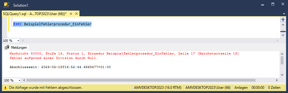 Ausführen einer SQL Server-Abfrage im SQL Server Management Studio