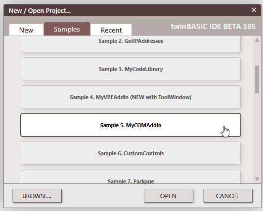 Erstellen eines COM-Add-Ins auf Basis des Beispiels
