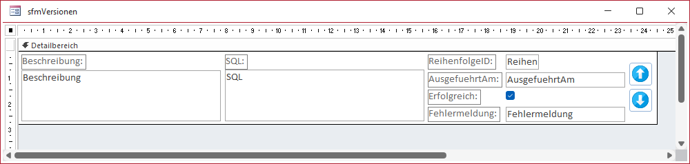 Unterformular zum Verwalten der Versionsdetails
