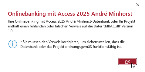 Meldung bei nicht vorhandener Bibliothek