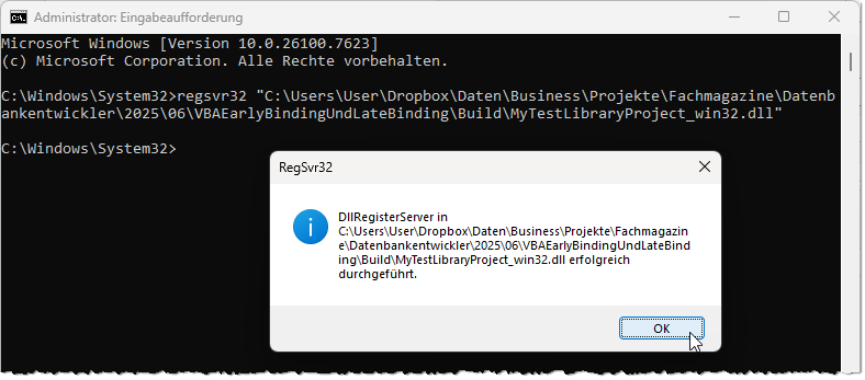 Registrieren der Beispiel-DLL