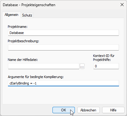Kompilierungskonstanten in den Eigenschaften des VBA-Projekts