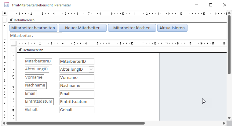 Formular zur Anzeige einer Mitarbeiter-Übersicht