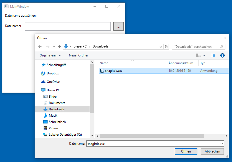 Ein einfacher Datei öffnen-Dialog
