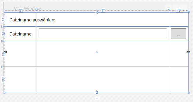 Entwurf des Fensters zum Auswählen einer Datei