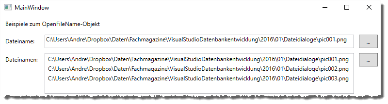 Anzeige der Dateien im Listenfeld