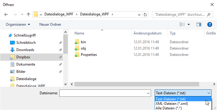 Einlesen von Text- oder XML-Dateien per Filter