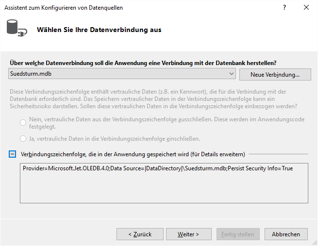 Festlegen der Datenverbindung