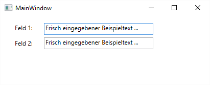 Das untere Textfeld ist an das obere Textfeld gebunden.