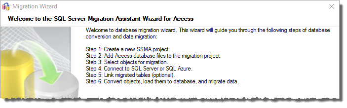 Startdialog des SSMA-Assistenten