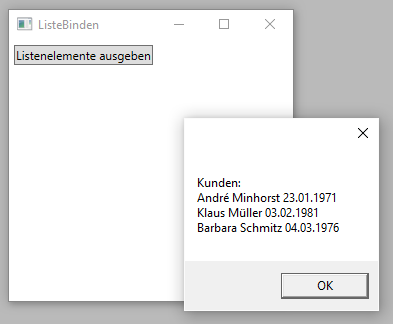 Ausgabe der Daten einer Klasse